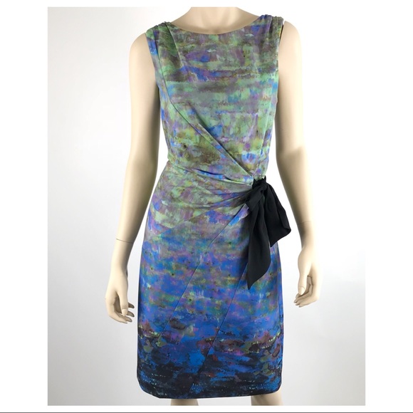 Suzi Chin side tie watercolor cocktail dress - Picture 4 of 8